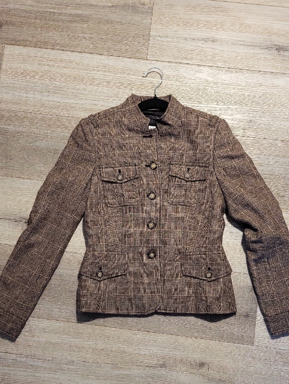 Banana Republic Brown Plaid Button-Front Blazer - Picture 7 of 10